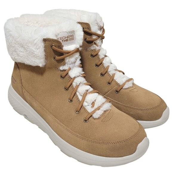 Skechers Women On the Go Winter Chill Ankle Boots Chestnut Suede - Picture 1 of 8